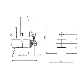 Наружная часть Bossini Aki Line монорычажного смесителя AKI на 2 выходов. цвет хром