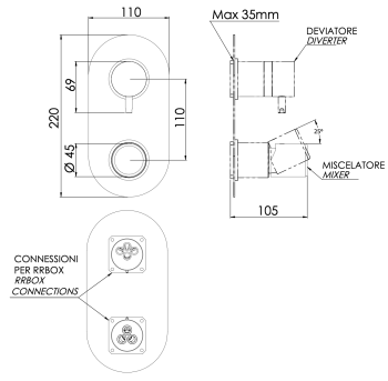 Смеситель для душа Daniel Trilogy TG612D3KBDP золото брашированное