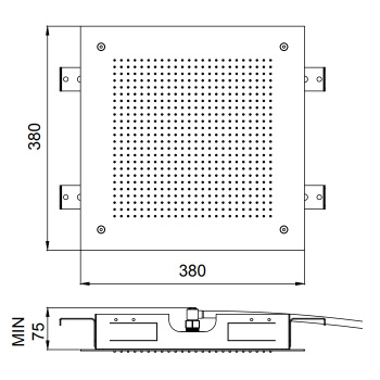 Встраиваемый верхний душ Almar 38х38, 1 режим, black absolute brushed pvd E044279.AB
