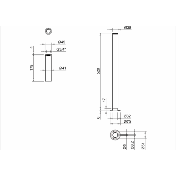 Трубы подвода воды Burlington W6 GOL золото