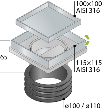 Душевой трап OMP Tea Kalamata 9977.592.9.3 11.5 см золото
