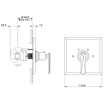 Смеситель для душа Nicolazzi Vincent Внешняя часть термостата без запорного вентиля на 3/4 4914CR28