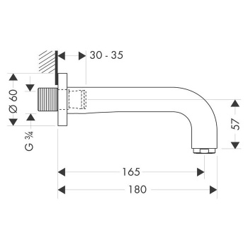Axor Citterio Излив на ванну, настенный монтаж, цвет: хром 39410000