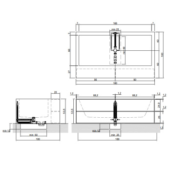 Ванна из искусственного камня Antonio Lupi Biblio 180x100 BIBLIO53
