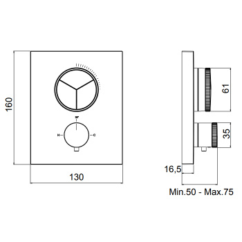 Внешняя часть встраиваемого термостатического смесителя с кнопочным управлением Almar для 3-х потребителей, белый матовый E176683.MW