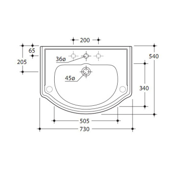 Раковина Kerasan Retro 73 73x54, с 1 отв, черный глянцевый 104704*1