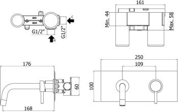 Смеситель для душа Paffoni Tilt TI019NO/M (с внутренней частью)