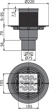 Трап для душа Alcaplast APV202 с решеткой хром