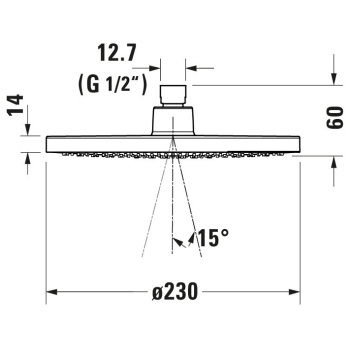 Duravit Duravit No.1 Верхний душ режим, расход 9 л/мин., диаметр 230мм, хром/белый
