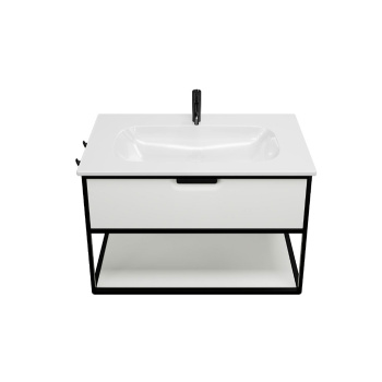 Burgbad Vry Комплект мебели 930х496х600 мм, подвесной, 1 ящик, 1 полка, раков белая глянц с 1 отв дл