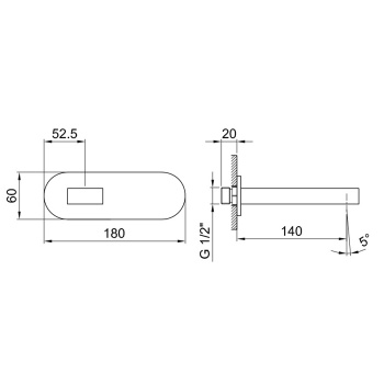 Излив для ванны Fantini Mare настенный, хром 51 02 1041