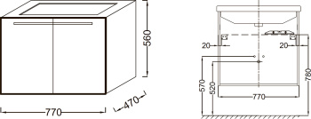 Тумба под раковину Jacob Delafon Struktura 77 EB1281-N18, Белый Блестящий