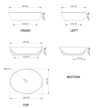 Раковина накладная 55x42 см GSG Ceramic Design Easy EALAVOV55024 - бирюзовый глянцевый