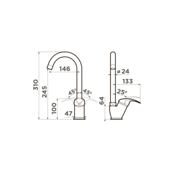 Смеситель для кухни Omoikiri Umi DC темный шоколад 4994271