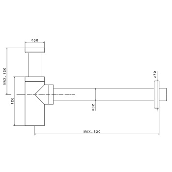 Сифон для раковины под донный клапан Newform X-steel 316 L=300 мм, PVD Brushed pale gold 244X.59.098