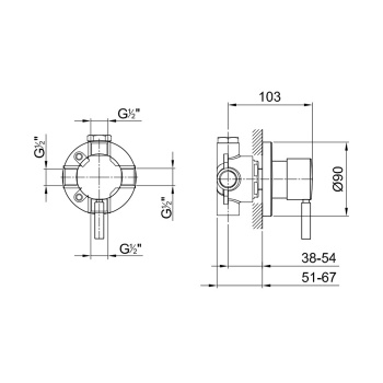 Переключатель Fantini Nostromo на 2 источника, 1/2'', хром 50 02 1678B