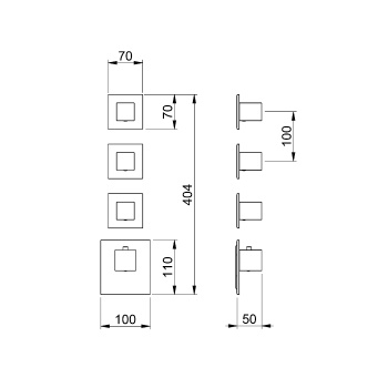 Внешняя часть термостатического смесителя Almar с 3-мя запорными вентилями, латунь брашированная pvd E180023.HB