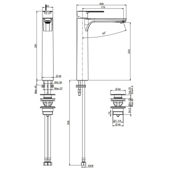 Смеситель для раковины высокий Fima Carlo Frattini Mast F3131/HCR click-clack, хром