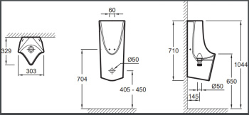 Писсуар подвесной Jacob Delafon Struktura EZA222-00 белый