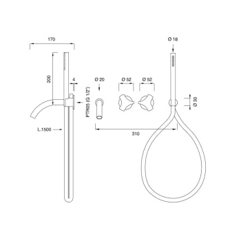 Смеситель для ванны CЕА Design Ziqq ZIQ 50 AB S сталь