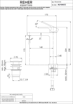 Смеситель для раковины Remer Absolute AU10ACCNO черный