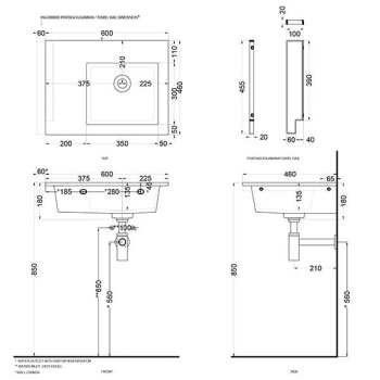 Раковина подвесная Cielo Era ERLA60DXSF PL 60 см правая голубой