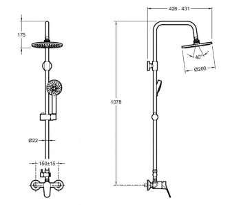 Душевая стойка Jacob Delafon Brive E24329-CP, хром