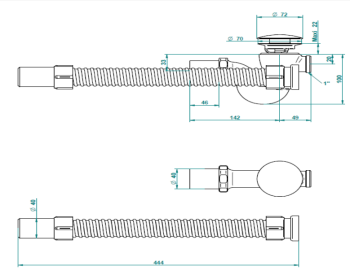 Слив для ванны в комплекте с сифоном THG Monceau G00-H56-305/H matt nickel color pvd