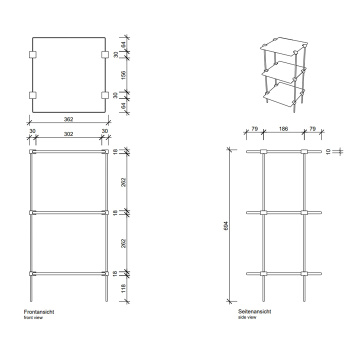 Стеллаж Decor Walther T 11 35x30x67.5 напольный, 3 стеклянные полки, хром 703100