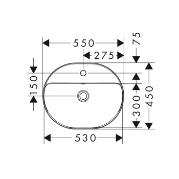 HG Xuniva U Раковина встраиваемая 550х450 с отверстием под смеситель и переливом, белый