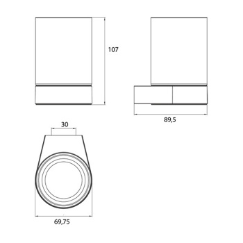 Стакан подвесной хрустальное стекло прозр. Emco Flow, черный 2720 133 00