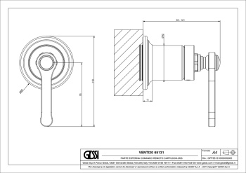 Смеситель для душа Gessi Venti20 65131.710 Brass PVD
