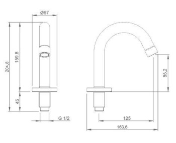 Кран загнутый для установки в раковину или столешницу Nofer 07009.B