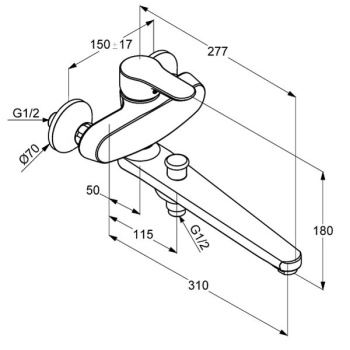 Смеситель Kludi Objekta 324910575 универсальный