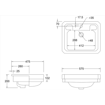 Раковина встраиваемая Burlington B12 1TH