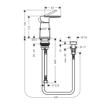 Смеситель для биде Vernis Blend hansgrohe 71214000 с вертикальной струей, хром