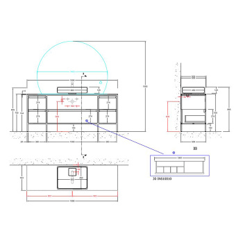 Система разделителей из алюминия Moma Inside №12, для ящиков глубиной 500 мм, серый 30INS010010 САЛОН