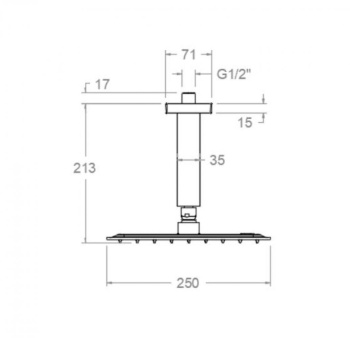 Верхний душ Ramonsoler потолочный квадратный нержавеющая сталь золото BVK02RK250OC