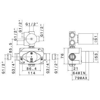 Встраиваемая часть для душа Newform 1/2 на 4 источника, 27888.00.000