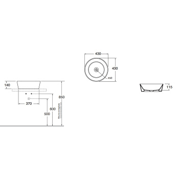 Раковина чаша Azzurra Forma 43х43х14, без отв под смеситель, белый FMLA043140C0BI*0