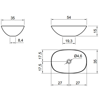 Раковина Antonio Lupi Velo 35х54, без отв., белый А0002423927