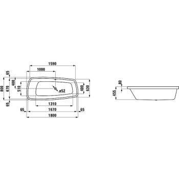Акриловая ванна Laufen Palomba 180x80 2.4380.0.000.000.1