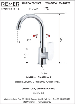 Смеситель для кухни Remer Infinity  золото глянцевое I72DO