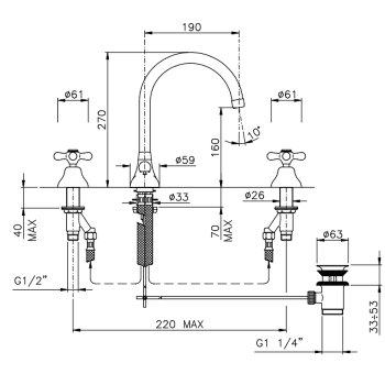 Смеситель для раковины Nicolazzi Nuova Brenta 2507BZ бронза