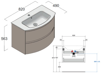 Тумба под раковину Berloni Bagno WAY ROUND WARBS2CHD4C 1430