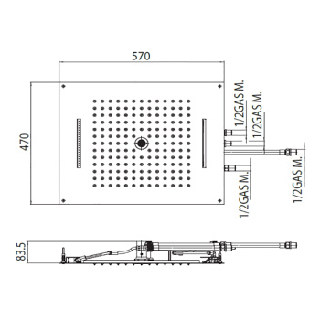 BOSSINI  DREAM/4 Верхний душ 570 x 470 мм, 4 режима (дождь, каскад, водопад моноструя), цвет: хром H