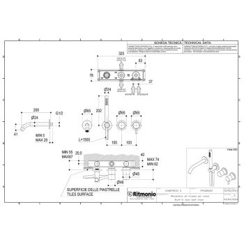 Смеситель для ванны Ritmonio Diametro35 S встраиваемый брашированный чёрный хром PR52EC201BLX