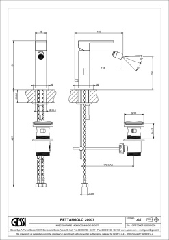 Смеситель для биде Gessi Rettangolo 20007.708 Copper Brushed PVD