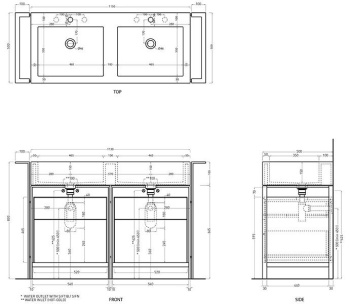 Раковина накладная Cielo I Narcisi Doppio NALADSF PL 113 см голубой