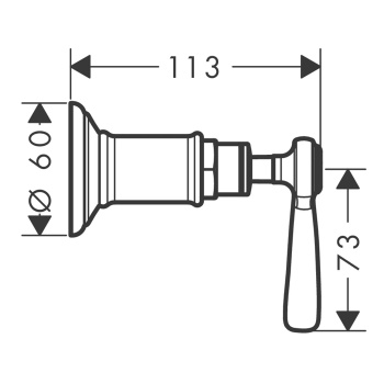 Axor Montreux, Запорный вентиль, с рычаговой рукояткой, СМ, цвет: никель шлифованный 16872820
